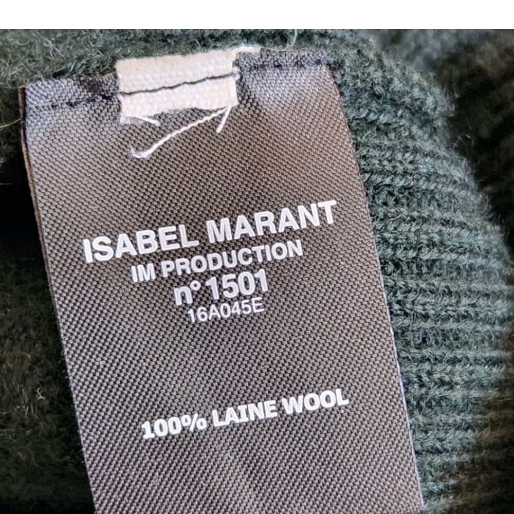 ISABEL MARANT Etoile Women's Sweater Small Green Wool Cuffed Waist Designer - Picture 3 of 8